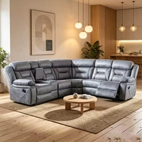Le nouveau design de canapé inclinable en forme de L de Frank est doté d'appuie-têtes réglables, d'angles mobiles et est garni de mousse.