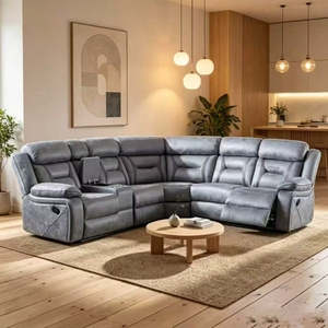 El nuevo diseño de sofá reclinable grande en forma de L de Frank presenta reposacabezas ajustables, esquinas móviles y está relleno de esponja. - Product Image 5