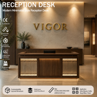Bureau d'accueil minimaliste de haute qualité avec grille, logo or mat, adoptant le nouveau design chinois et prenant en charge les services de conception personnalisée