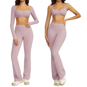 Conjunto Deportivo para Mujer 2024, Ropa de Gimnasio y <span class=keywords><strong>Yoga</strong></span>, Leggings de Cintura Alta, Top Deportivo de Manga Larga - Product Image 2
