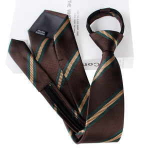 <span class=keywords><strong>Cravate</strong></span> zippée sans nœud pour <span class=keywords><strong>homme</strong></span>, style rétro décontracté, rayée, 8 cm, marron <span class=keywords><strong>beige</strong></span> kaki, formelle et professionnelle - Product Image 5