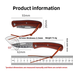 มีดพับลายเหล็กดามัสกัส ด้ามไม้ ปรับแต่งได้ ระดับ OEM สำหรับ DIY EDC ตั้งแคมป์ ทำจากเหล็กกล้าไร้สนิม - Product Image 6