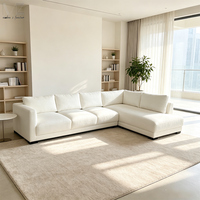 Canapé d'angle moderne blanc pour salon, canapé contemporain avec chaise longue à droite et coussins de dossier rembourrés