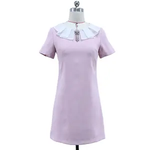 2024 Best Design Basic Solid Pink Sweet Diamonds A-Line Women Fashion Clothes Lady Elegant Casual Summer Dress