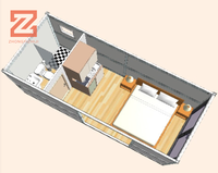 Prix de gros 1 chambre à coucher chambres d'hôtel préfabriquées espace commercial paquet plat maison conteneur panneau sandwich en acier pour la maison hôtels