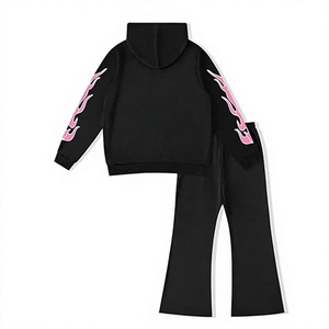 Ensemble de survêtement unisexe en polaire technique pour l'hiver, style streetwear, personnalisable avec logo, pantalon évasé et sweat à capuche respirant - Product Image 2