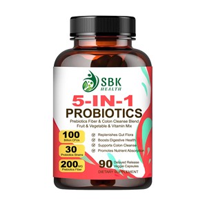 No Lactose 5‑IN‑1 Probiotics Capsules Colon Cleanse Blend 500mg Colon Detox Gut Flora Replenishing Dietary <b>Supplement</b> Capsules - Product Image 1