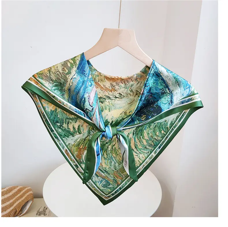 Van Gogh серия масляных картин Летний Шелковый шарф шаль треугольный шарф подарок для весны и осени тонкая модель