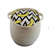Panier de rangement en corde de coton bicolore personnalisé, grand panier rond avec poignées, organisateur domestique pour couvertures, jouets, linge