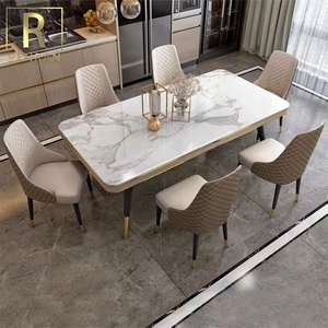 Mesa de Comedor de Estilo Francés en Oferta, Muebles Modernos para el Hogar, Mesa de Comedor con Tapa de Mármol y Patas de <span class=keywords><strong>Metal</strong></span> - Product Image 6