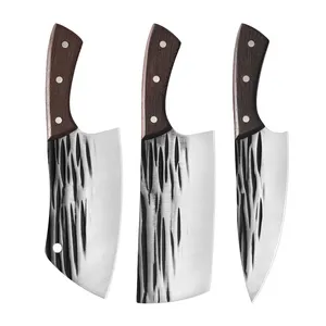 Set Pisau Tukang Daging Santoku Baja Karbon Tinggi Profesional Sangat Tajam