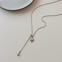 Collier pendentif cœur à longue chaîne réglable pour femme Bijoux de chaîne de chandail d'hiver Punk Rock