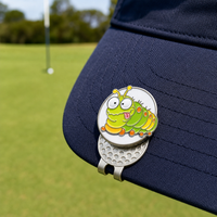 Marqueur de balle de golf en métal émaillé souple magnétique, personnalisé, motif mignon de dessin animé (ver, insecte, chenille) avec clip pour chapeau, cadeau pour golfeur, vente en gros