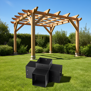 Kit de fixation d'angle 4 voies D0100H53SPJ 6x6 pouces en acier robuste pour pergola extérieure et base de poteau de gazebo - Product Image 2