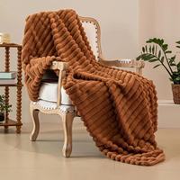 Plaid en fausse fourrure douce marron, imitation fourrure de lapin Minky, moderne, durable et décoratif pour la maison, couverture d'hiver en peluche, vente en gros, double