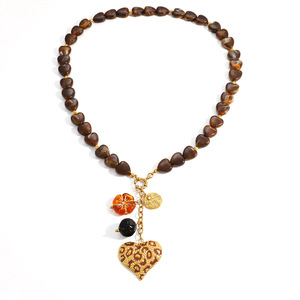 Collar DIY de Acero Inoxidable con Cuentas de Resina con Estampado de Leopardo y Corazón, Chapado en Oro de 18k, Cadena en Y, Joyería de Regalo - Product Image 5