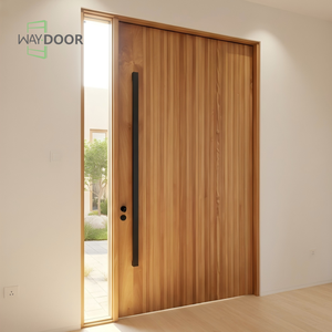 Деревянная входная дверь из массива дерева с односторонним пристенным окном, звукоизоляционная, для дома, из красного дерева или дуба - Product Image 1