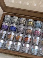 Ensemble de poudre à ongles en acrylique de luxe à 24 couleurs, effet miroir magique, paillettes ultra fines, métallique, aurora, clair de lune, avec boîte de rangement pour ongles