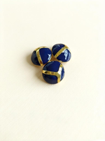 Kancing Jahit Dekoratif Vintage Lapis Resin Epoksi Bentuk Kubah dari Paduan Seng Ramah Lingkungan Deep Blue Gold Line untuk Mantel