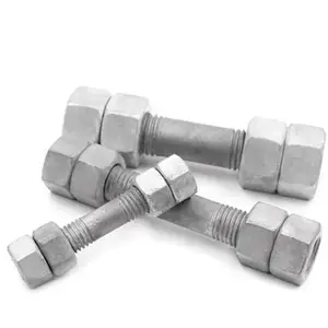 M24 Carbon Steel Gr4.8 Gr6.8 Gr8.8 Gr10.9 Gr12.9 Monel Dacromet Gumet Hot Dip Galvanized HDG Double End Stud With Nut DIN938