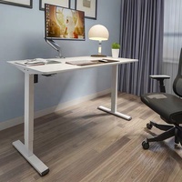 Escritorio Eléctrico Inteligente para Oficina, para 2 Personas, Patas Ajustables en Altura, Escritorio Moderno de Madera Blanca Melamina para Computadora de Oficina en Casa