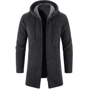 Cardigan long pour hommes <span class=keywords><strong>Manteau</strong></span> d'extérieur Automne Hiver Mode Hoodies Veste ample et surdimensionnée - Product Image 5