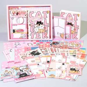 Cute Cat Cartoon Girls Hardcover Scrapbook <b>Diary</b> Supplies Sewing Binding 256P Birthday Gifts Notebooks Stationery Set for - Product Image 5