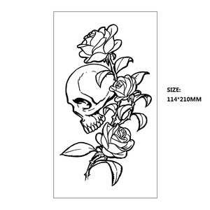 Schwarze Großflächige Temporäre <span class=keywords><strong>Tattoos</strong></span> Totenkopf Rose Löwe Tiger Engelsflügel Wasserfeste Fake-Tattoo-Aufkleber zur Körperdekoration - Product Image 4