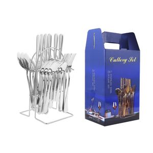 Hot Selling Disposable 24-Piece Sustainable Modern Gift Set Gold Stainless Steel Mirror Finish Flatware Box Custom Logo Option - Product Image 4