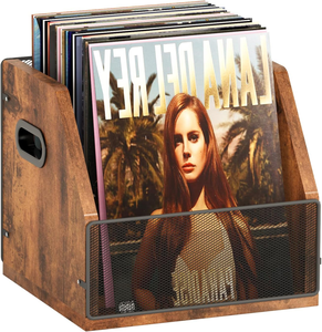Retro vinyl platen opbergkast voor thuisgebruik, tafelblad displaystandaard voor cd-opslag, massief houten platen opbergbox - Product Image 1