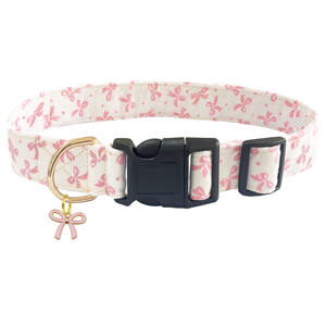 Lindo <span class=keywords><strong>collar</strong></span> de perro con diseño de lazo rosa con amuleto de pajarita <span class=keywords><strong>Collar</strong></span> ajustable para mascotas para perros pequeños, medianos y grandes - Product Image 3