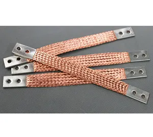 2024 Custom Automobile Engine Earth Conductor Flexible Connecting Cable Braided Tape Copper Bonding Jumper Wire for Car Battery