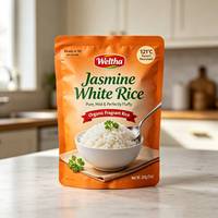 Sacs d'emballage de riz en sachet stand-up, prêts à l'expédition, pour riz blanc au jasmin biologique parfumé, résistants à la stérilisation, avec fermeture éclair, imprimés sur mesure