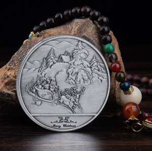 Commercio all'ingrosso Vintage <span class=keywords><strong>buon</strong></span> <span class=keywords><strong>natale</strong></span> moneta commemorativa oro Sliver placcato Xmas vigilia Santa Claus desideri monete per souvenir regali - Product Image 3