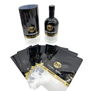 Custom Printing Metal Gold Shrink Sleeve <strong>Label</strong> PET Heat Shrink Wrap <strong>Label</strong> for <strong>Vodka</strong> Wine Cocktail Bottle - Product Image 1