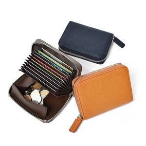 Women Travel Luxury Genuine Leather Accordion <b>Wallet</b> With Zipper Slim Minimalist Rfid Blocking <b>Card</b> <b>Holder</b> <b>Wallet</b> - Product Image 1