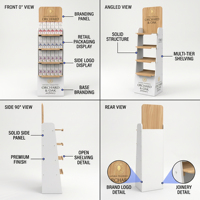 Étagère de présentation en bois personnalisée pour parfums et diffuseurs de roseaux, présentoir à plusieurs niveaux en bois pour parfums avec logo imprimé et finition en bois naturel