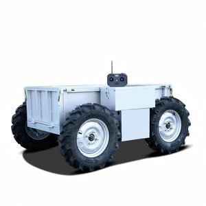 Transporteur électrique télécommandé 1200x800mm, remorque industrielle à quatre roues fermée en acier blanc - Product Image 5