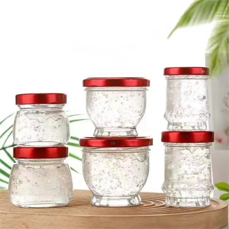 75 ml 100 ml Fischmauer Lebensmittelkonserven-Glasgefäß einzigartige Formen frisch gestaucht Vogelnest leeres Marmeladenglas Glasflasche mit Kappe