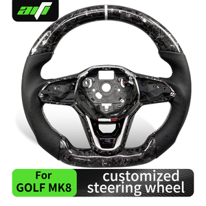 Volant personnalisé à rayures blanches, en fibre de carbone forgée argentée améliorée pour Volkswagen <span class=keywords><strong>Golf</strong></span> MK8 R GTI, accessoires de modèle de voiture - Product Image 2