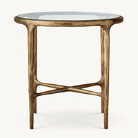 Rhohohill Personnaliser Couleur Pays Français Salon Table D'appoint Ronde Style Américain Rétro En Métal Forgé Verre Chambre Table D'appoint