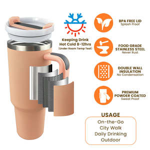 Vaso con Asa y Pajita de <span class=keywords><strong>40</strong></span> oz, Tapa de 3 Posiciones |   Portavasos Compatible con <span class=keywords><strong>Viajes</strong></span> |   Vaso Aislado de Acero Inoxidable |   Libre de BPA |   Camping | - Product Image 5