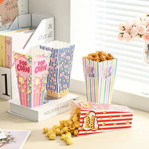 Popcorn Bucket Rectangle Disposable 190mm High Party Candy Box Popcorn Bowl 9cm Diameter 1L Capacity - Product Image 1