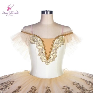 Pre-Professional Dance Skirt Ivory Spandex Bodice Ivory Tulle <strong>Tutu</strong> Gold Applique Decor Nylon Dance Favourite <strong>Ballet</strong> - Product Image 5