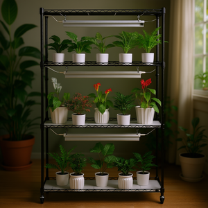 Soporte para plantas de interior de 4 niveles y 90W con estante ajustable para luces de cultivo, ideal para el inicio de cultivos en casa y jardín. - Product Image 2