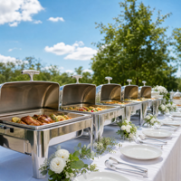 Ensemble de réchauds de luxe à couvercle roulant, chauffe-plats commerciaux en acier inoxydable pour buffet avec supports à combustible, équipement de restauration