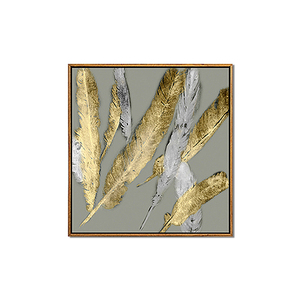 Impression d'art abstrait minimaliste moderne avec plumes, <span class=keywords><strong>aquarelle</strong></span> sur toile, 60x60cm, décoration murale intérieure - Product Image 3