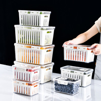 Nouveau produit : Boîte de conservation en plastique pour réfrigérateur, avec minuterie, pour fruits et poissons, bac à légumes avec panier d'égouttage