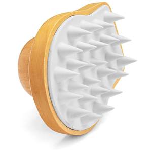 木製ウェットアンドドライヘアスカルプマッサージブラシソフトシリコンブラシヘッドマッサージャーシリコンシャンプーマッサージヘアスカルプコームブラシ - Product Image 4