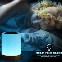 Lampe de chevet rechargeable à LED dimmable, motif bois coloré, éclairage d'ambiance pour le camping